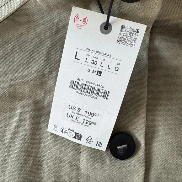 Zara Limited Edition Waxed Trench Coat Sz L - Picture 8 of 8